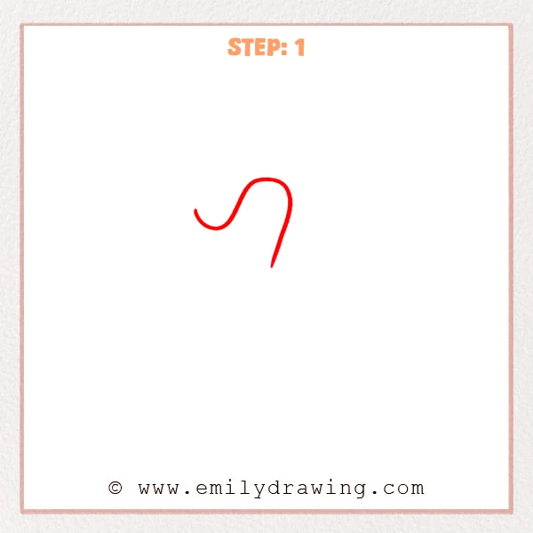 how to draw a candy cane - A simple curved line forming the hooked top of a candy cane, with a short downward start.
